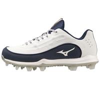 Mizuno Women's Finch Elite 6 Low TPU Softball Cleat, White-navy, 8