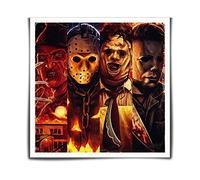 MJ_ART Holloween Horrer Movie Michael Myers vs Jason Voorhees vs Freddy Krueger Poster Wall Art Home Wall Decorations for Bedroom Living Room Oil Paintings Canvas Prints-318 (Unframed,16x16inch)