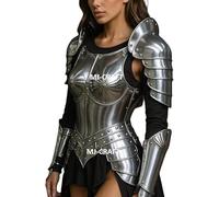 MJ-CRAFT Medieval Knight Steel Fantasy Armor Half Suit Women’s Cuirass Armor Set Brave Lady Fantasy Cosplay Half Body Halloween Costume Armor - Best Gift