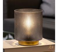 MJ PREMIER Battery Operated Table Lamps, Glass Cordless Lamp for Bathroom, Battery Night Lights with Timer, Battery Powered Table Lamp, Room Decor for Bedroom/Dining Room/Gifts (Grey)