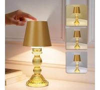 MJ PREMIER Cordless Table Lamp, Small Rechargeable Lamp with Touch Control, 9.5" H, 3 Color Stepless Dimming Battery Operated Lamps for Bedroom/Living Room/Bathroom/Kitchen/Corner/Entryway (Yellow)