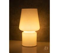MJ PREMIER Mushroom Lamp Glass, Table Lamp Battery Powered, Battery Lamps for Bedroom, LED Night Lights for Camping/Bathroom/Gifts/Living Room (Solid White)