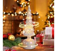 MJ PREMIER Rotating Christmas Tree with Twinkle Lights & Timer - 6h On/18h Off Automatic - Battery Operated Wireless Christmas Decoration for Table, Children's Room, Living Room