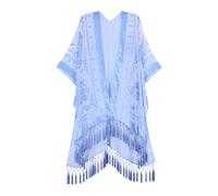 MJ SERECA Women's Burnout Velvet Kimono Long Cardigan Cover Up Casual Outfit