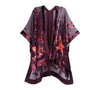 MJ SERECA Women's Burnout Velvet Kimono Long Cardigan Cover Up Casual Outfit
