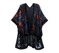 MJ SERECA Women's Burnout Velvet Kimono Long Cardigan Cover Up Casual Outfit