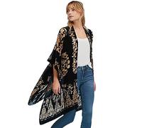 MJ SERECA Women's Burnout Velvet Kimono Long Cardigan Cover Up Casual Outfit