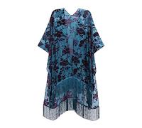 MJ SERECA Women's Burnout Velvet Kimono Long Cardigan Cover Up Casual Outfit
