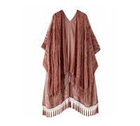 MJ SERECA Women's Burnout Velvet Kimono Long Cardigan Cover Up Casual Outfit