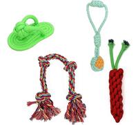 MJ Vision Set of 4 Dog Rope Toys for Aggressive Chewers Teething Training Nearly Indestructible Dog Toys 100% Natural Cotton Rope for Small and Medium Dog -Colours May Vary (Pack of 4)