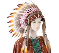 Mjaie Ethnic Halloween Cosplay Indian Headbands With Feather Eye-catching Headbands For Women For Masquerade Party Bohemian H