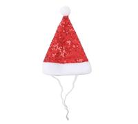 Mjaie Pet Dog & Cat Christmas Hat - Red Velvet Santa Hat - Small Dogs & Cats - Festive Pet Costume Accessory