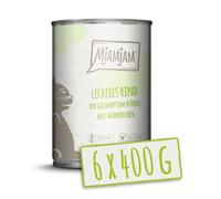 MjAMjAM - premium wet food for cats - delicious beef with steamed pumpkin, pack of 6 (6 x 400 g), grain-free with extra meat