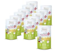 MjAMjAM - Premium wet food for cats - Quetschie - Chicks & Friends delicate chicken with fruity strawberries, 12 pack (12 x 125g), grain-free