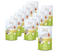 MjAMjAM - Premium wet food for cats - Quetschie - Chicks & Friends delicious chicken with fruity pears, 12 pack (12 x 125g), grain-free