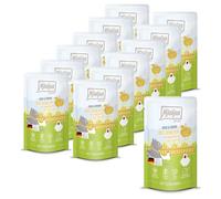 MjAMjAM - Premium wet food for cats - Quetschie - Chicks & Friends tender chicken with tasty apple pieces, 12 pack (12 x 125g), grain-free