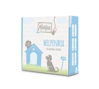 MjAMjAM - premium wet food for dogs - puppy box - 6* junior - juicy chicken with egg, puppy food bag, ballpoint pen, can lid, pack of 6 (6 x 200 g), grain-free with extra meat