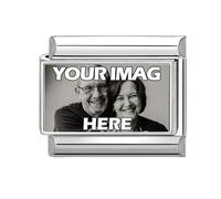 MJARTORIA Personalized Italian Charms Links with Photo, Custom 10mm*9mm Silver&Gold Italian Charms Bracelet Link Stainless Steel DIY Gifts (Silver-Rectangle)