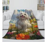 MJASVNDFO Bichon Frise 3D Printed Fleece Blanket - Air Conditioner Blanket for Sofa Bed Chair Crib Decor - Throws Gift for Hubby Boyfriend Girlfriend Neighbor 70x80inch(180x200cm)