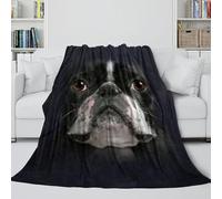 MJASVNDFO Boston Terrier Dog Dog Flannel Blanket - 3D Animal Warm Throws for Snuggling In While Watching Movie - Christmas Birthday Gift for Hubby Boyfriend Girlfriend Neighbor 40x50inch(100x130cm)