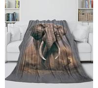 MJASVNDFO Elephant 3D Printed Blanket - 3D Animal Washable Fleece Blanket Christmas Birthday Gift for Sister Brother Nephew Niece Colleague - Sofa Bed Office Decor 60x80inch(150x200cm)