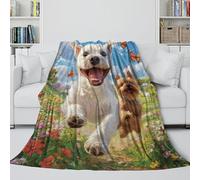 MJASVNDFO West Highland White Terrier Fleece Blanket - Blanket Birthday Gift for Sister Brother Nephew Niece - Blanket For Having A Quick Nap On Lazy Afternoon - Sofa Bed Decor 70x80inch(180x200cm)