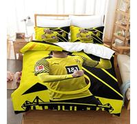 MJCZEGDCR 3D Bedding Erling Haaland Print Duvet Cover Set Soft Microfiber Duvet Cover with Pillowcases with Zipper Closure 2Pcs for Kids Teens Adults King（220x240cm）