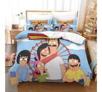MJCZEGDCR 3D Bobs Burgers Duvet Cover Bedding Set Soft Microfiber Duvet Set 2Pcs Bedding with Zipper Closure for Kids Teens Adults King（220x240cm）