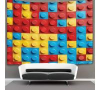 MJCZEGDCR 3D Lego Bricks Print Wall Blanket Home Decoration Bedding Poster Wall Art Tapestry Tapestries Wall Hanging Soft Polyester for Unisex Children Bedroom/Living Room/Dorm/Curtain 70cmx100cm