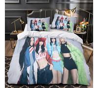 MJCZEGDCR 3D Print Blackpink Duvet Cover Set, Quilt Duvet Cover Soft Bedding Set Microfiber with Pillowcases 2 Pcs for Boys Girls Single（140x200cm）