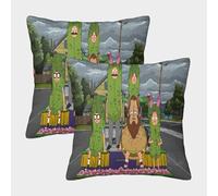 MJCZEGDCR 3D Printed Bobs Burgers Pillow Covers Super Soft Square Throw Pillow Pack of 2 Decorative For Home Decor Sofa Bedroom Car 40x40cm