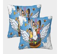 MJCZEGDCR 3D Printed Bobs Burgers Throw Pillow Covers Super Soft Throw Pillow Case Pack of 2 Decorative For Home Decor Sofa Bedroom Car 40x40cm