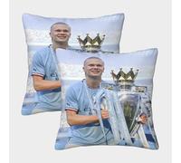 MJCZEGDCR 3D Printed Erling Haaland Pillow Covers Super Soft Pillow Case Cushion Pack of 2 Decorative For Couch Sofa Bed Living Room Bedroom 40x40cm