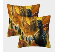 MJCZEGDCR 3D Printed Godzilla Throw Pillow Covers Super Soft Square Throw Pillow Pack of 2 Decorative For Home Decor Sofa Bedroom Car 40x40cm