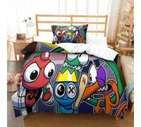 MJCZEGDCR Bedding Rainbow Friends Duvet Cover Set for Kids Teens Boys 2 Pieces Bedding with Pillowcase Comforter Cover Microfiber With Zipper Closure Single(135x200cm)