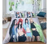 MJCZEGDCR Blackpink 3D Print Duvet Cover Set Bedding Sets 2 Pcs with Hidden Zipper Closure Microfiber Quilt Cover with Pillowcases For Teen Boys Girls Comforter Cover Double（200x200cm）