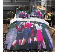 MJCZEGDCR Blackpink Duvet Cover Set 3D Print Bedding Set Comforter Cover with Pillowcases Ultra Soft Microfiber Zipper 2 Pcs,for Boys Girls Single（140x200cm）