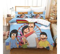 MJCZEGDCR Bobs Burgers 2 Pieces Duvet Cover,3D Printed Bedding Set,with Pillowcases,Hidden Zipper,Microfiber Quilt Cover for Boys Girls Double（200x200cm）