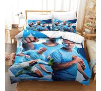 MJCZEGDCR Erling Haaland 3D Print Quilt Duvet Cover Set Easy Care Anti-Allergic Soft & Smooth with Pillow Cases Comforter Cover 2 Pcs for Boys Girls Double（200x200cm）