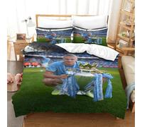MJCZEGDCR Erling Haaland Duvet Cover Set for Adults with Pillowcase Bed 3D Printed Duvet Cover Set Zipper Closure Bedspread Bedroom 2Pcs Bedding Set Double（200x200cm）