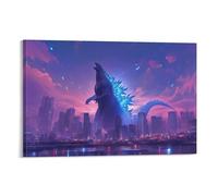 MJCZEGDCR Godzilla Art - Oil Paintings Reproduction Modern Giclee Canvas Print Artwork Pictures on Canvas Wall Art for Home Office Decorations 08x12inch(20x30cm)