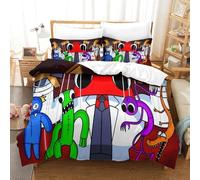 MJCZEGDCR Rainbow Friends Duvet Cover Set 3D Print Bedding Set Comforter Cover with Pillowcases Ultra Soft Microfiber Zipper 2 Pcs,for Boys Girls Single(140x200cm)