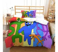 MJCZEGDCR Rainbow Friends Duvet Cover Set 3d Printed Bedding Quilt Cover Bedding Bed, Ultra Soft Microfiber Duvet Cover with Pillowcases for Boys Girls Single(135x200cm)