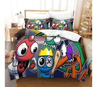 MJCZEGDCR Rainbow Friends Duvet Cover Sets,Boys And Girls Bedding Set Comforter Cover, Man Fashion Bedroom Decorations 2 Pcs with Pillowcases Hidden Zipper Double(200x200cm)