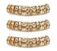 MJDCB 10mm 100pcs Rondelle Beads Crystal Spacer Bead Rhinestones for Bracelet Necklace Jewelry Making (Golden/White)