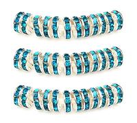 MJDCB 4mm 100pcs Rondelle Beads Crystal Spacer Bead Rhinestones for Bracelet Necklace Jewelry Making (Light Blue)