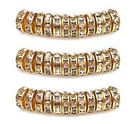 MJDCB 8mm 100pcs Rondelle Beads Crystal Spacer Bead Rhinestones for Bracelet Necklace Jewelry Making (Golden/White)