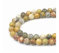 MJDCB Natural Round Stone Beads 10mm Crazy Agate Loose Gemstone Beads for Jewelry Making Bracelet Necklace 35pcs