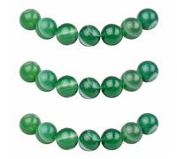 MJDCB Natural Round Stone Beads 10mm Green Striped Agate Loose Gemstone Beads for Jewelry Making Bracelet Necklace 35pcs