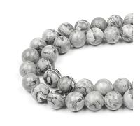 MJDCB Natural Round Stone Beads 10mm Map Stone Loose Gemstone Beads for Jewelry Making Bracelet Necklace 35pcs